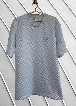 Мужская свободная футболка в клетку easy xl 52 54 оригинал изi голубо-белая relaxed fit летняя хлопковая рубашка-футболка 54