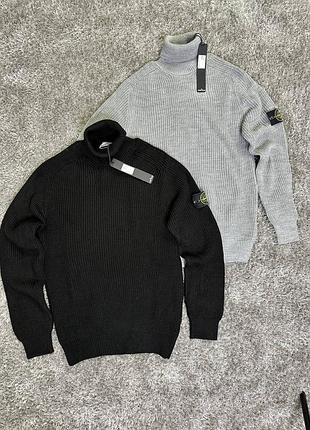 В’язаний гольф stone island чорний / сірий