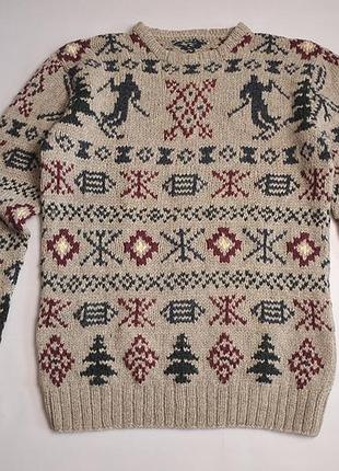 Чоловічий вінтажний вовняний в'язаний светр fair isle - m