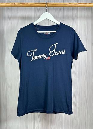 Tommy hilfiger jeans big logo usa красива жіноча футболка оригінал розмір м
