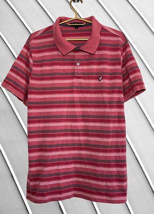 Мужская розовая футболка поло lyle &amp; scott l 48 50 оригинал лайл скот хлопковая в полоску с логотипом орел 50