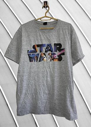 Жіноча сіра футболка star wars lucasfilm l xl 48 50 оригінал зоряні війни сіра бавовняна з принтом мерч 50