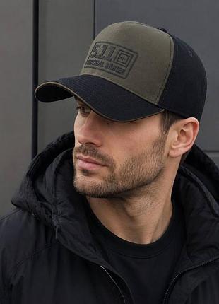 Кепка-тракер 5.11 tactical series масло с черным козырьком, хлопок, ручная работа (размеры s, m, l/xl)