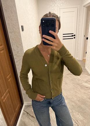 Кардиган zara жіночий, s розмір, оливковий колір, 100% бавовна