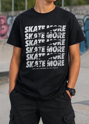 Черная футболка с надписью skate more. футболка хлопок на рост 158-164. черная футболка