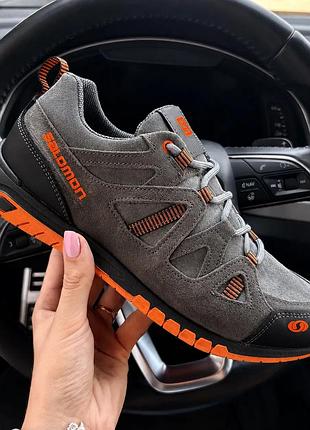 Чоловічі шкіряні кросівки solomon suede grey сірі