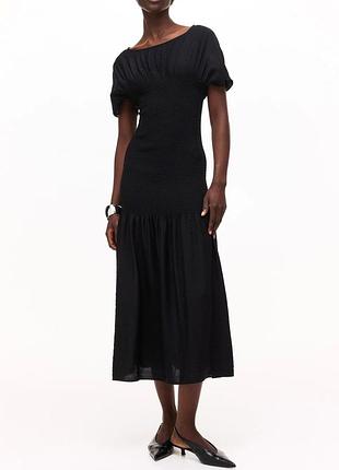 Стильное новое платье миди h&amp;m р. s черное, базовое, минималистичное, новое платье hm