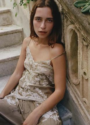 Топ жіночий атласний хакі zara new