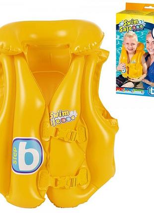 Жилет надувной bestway 32034 для плавания желтый 3-6 лет