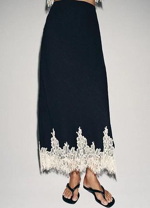 Спідниця жіноча чорна мереживна zara new