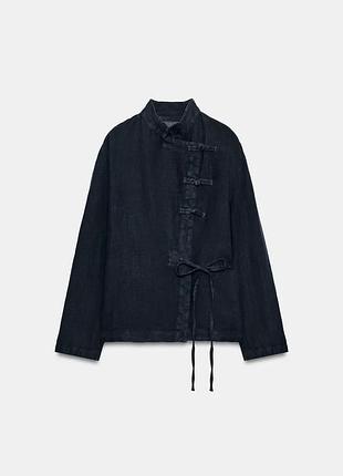 Блуза жіноча синя лляна zara new