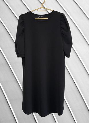Женское черное платье zara m l 46 48 оригинал зара оверсайз базовое платье с объемными рукавами свободного кроя платья 48
