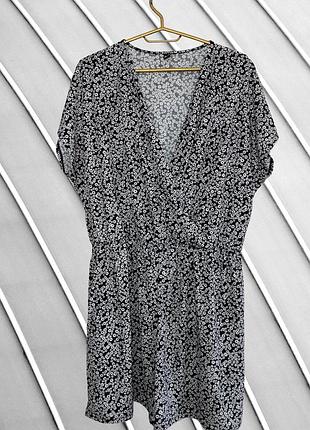 Женский комбинезон ромпер uniqlo xl 2xl 50 52 оригинал юникло уникло в цветочный принт оверсайз легкий с v вырезом 52