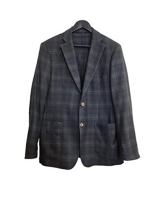 Шерстяной мужской пиджак блейзер в клетку 100% virgin wool итальянская р. 52 (l)