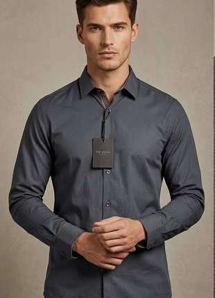 Мужская темно-серая мужская рубашка ted baker