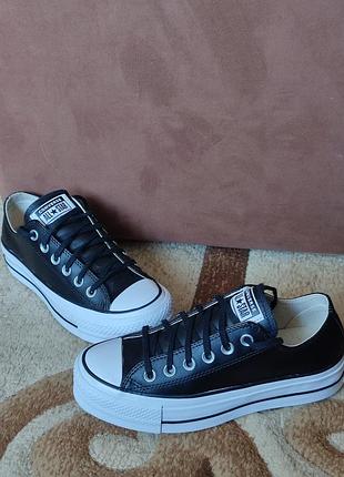 Кеди converse chuck taylor all star lift clean ox. 36 размер, из натуральной кожи