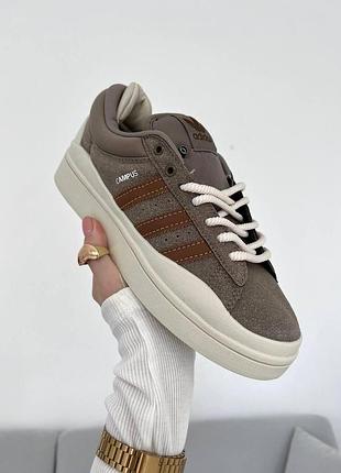 Жіночі бежеві кросівки adidas campus bad bunny brown beige x адідас кампус 40