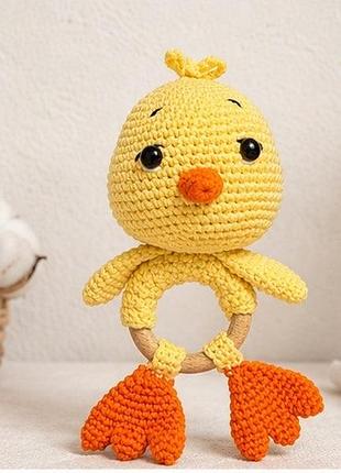 🐥 в’язана іграшка-брязкальце «курчатко»