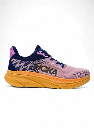 Розовые кроссовки унисекс hoka one challenger pink blue orange х хока 36