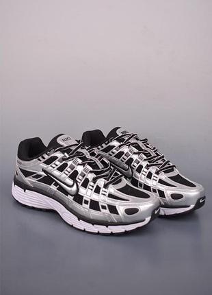 Серебристые кроссовки унисекс nike p-6000 metallic black х найк 45