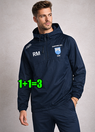🤩1+1=3* мужской темно-синий анорак ветровка с капюшоном, размер 42 - 44
