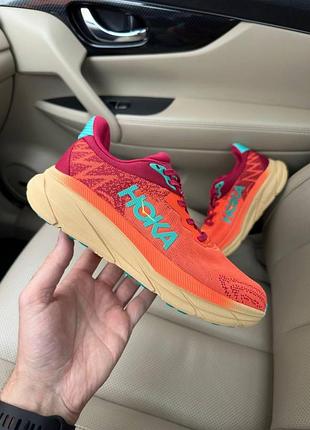 Оранжевые кроссовки унисекс hoka one challenger orange red х хока 36