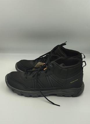 Чоловічі трекінгові черевики quechua nh100 mid (decathlon) — чорні, розмір 46 (фактична устілка 30 см)