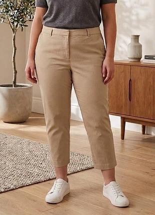 Женские бежевые брюки чинос marks &amp; spencer slim р. uk 20 short