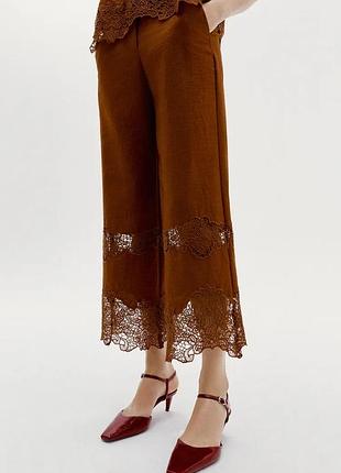 Атласні штани жіночі карамельні zara new