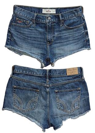 Джинсовые мини шорты hollister с вышитым чаполью/чайкой хлопковые короткие джинсовые шорты hollister california с высокой посадкой с бахромой w28 m 38