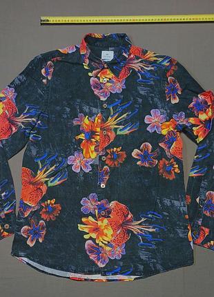 Воротник 40 см paul smith size m regular fit 60% lyocell 34% cotton 6% linen в цветы рубашка   
пуговицы брендированные