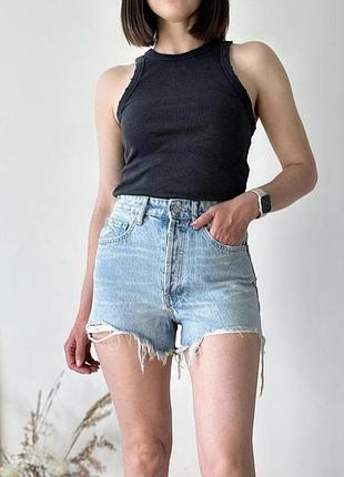 Шорти джинсові базові з необробленим низом коттон блакитні zara 34 36 s m 4365/201