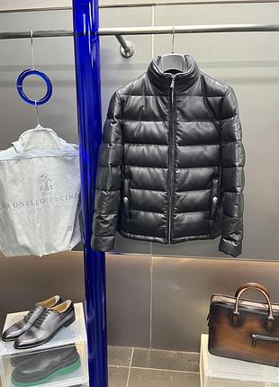 Brunello cucinelli куртка кожаная  пуховик мужская