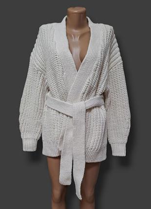 Молочный кардиган на запах с прядкой h&amp;m с шерстью