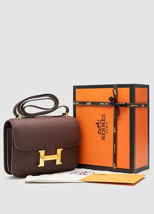 Сумка эрмес гермес эрме хермес  constance 23 epsom calf brown/gold