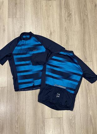 |l-м| велофутболка triban / велоджерсі / джерсі decathlon triban rc100 vibrant navy blue ss jersey
