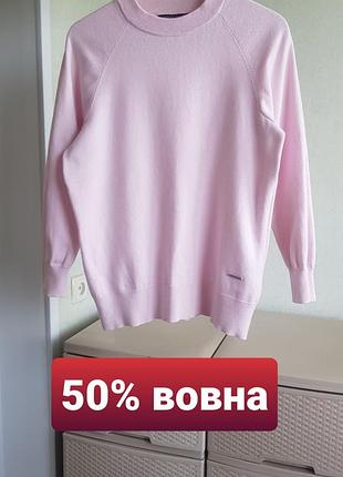 Рожевий вовняний светр пуловер шерстяний джемпер вовна 50% напіввовна  london fog xs