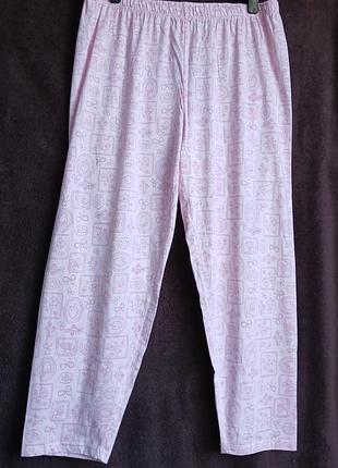 Штаны женские котоновые, розовые, бантики, цветы, xl, eur 46-48,  батл