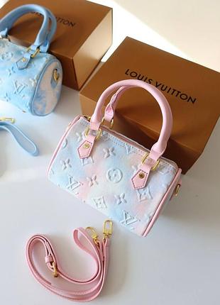 Louis speedy 20 denim premium брендовая мини сумочка джинс зефирная нежно розовая голубая
