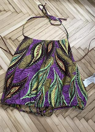 Яркий льняной топ zara, s