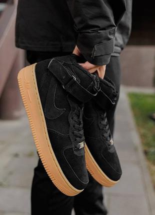 Зимние nike air force 1 high black мех ❄️
