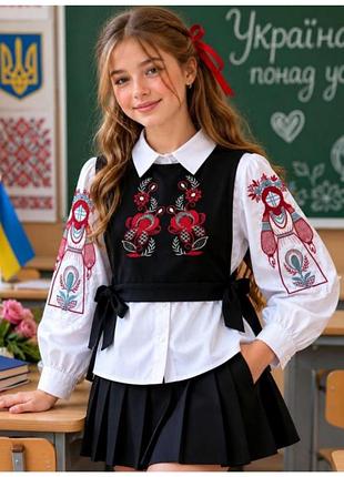 Шикарная вышиванка и манишка мотанка жилетка корсет рубашка блузка для девочки