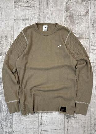 Nike life waffle top чоловічий лонгслів бежевий, s/m