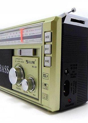 Портативный радиоприемник golon rx-381 mp3 usb 3 вт с телескопической антенной золотистый