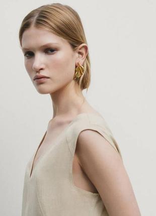Платье из льна и хлопка massimo dutti m