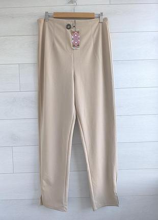 Новые зауженные классические брюки/брюки высокая посадка boohoo eur 44 р.97 16 р.бежевые/кемел