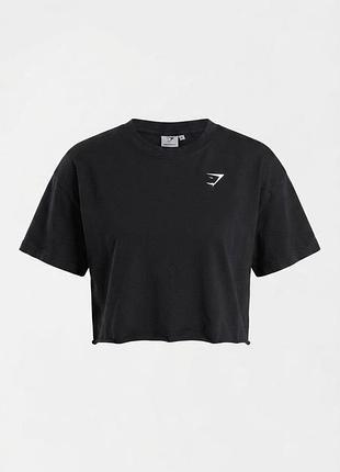 Женская черная укороченная футболка / кроп-топ gymshark размер m