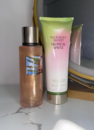 Парфумований набір victoria’s secret спрей міст для тіла з шимером +лосьйон
