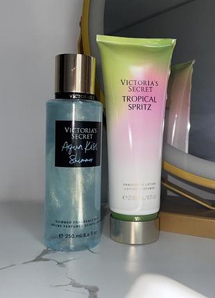 Парфумований набір victoria’s secret спрей міст для тіла з шимером +лосьйон