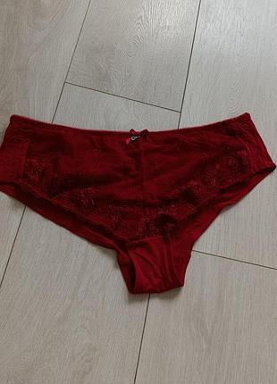 Красные ажурные трусики кружевные трусы вьющиеся xl 14 42 50
